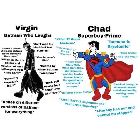 Virgin batman who laughs vs Chad superboy prime | Virgin vs. Chad ...