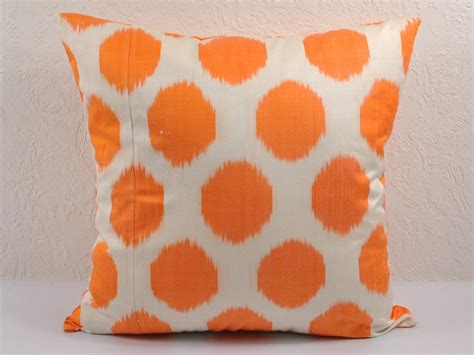ORANGE IKAT PILLOWS 20x20 Decorative Throw Pillow Cover orange Polka Dot Ikat Throw Pillow ...