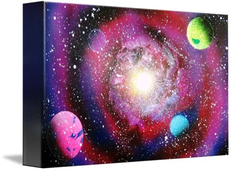an abstract space scene with planets and stars in the background canvas wall art print on ...