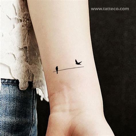 Minimalist Birds On A Wire Temporary Tattoo - Set of 3 | Bird tattoos ...