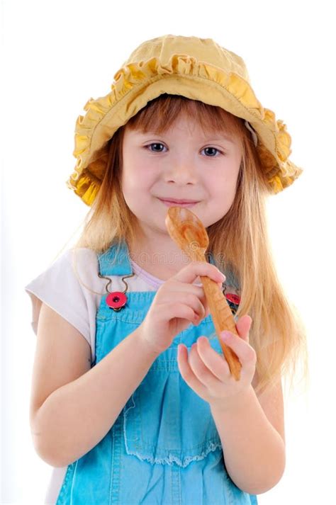Small Beauty Girl Big Wooden Spoon Stock Photos - Free & Royalty-Free ...