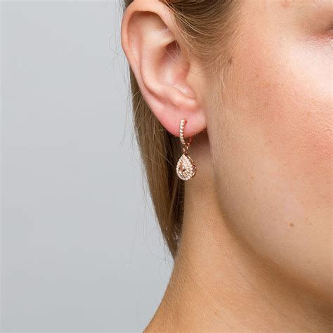 Michael Hill Designer Fashion Drop Earrings with Morganite & 0.38 Carat ...