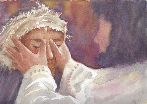 Jesus Heals the Blind Man Print, Christian Art Print, Jesus Heals, Bible Story Watercolor ...