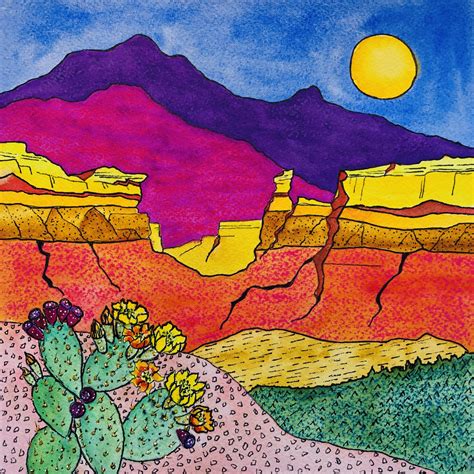 Cactus Southwest Landscape Print ready to frame southwest | Etsy ...