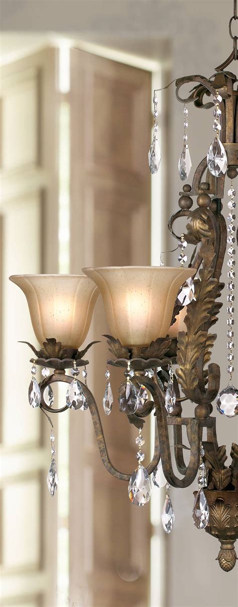 Iron Leaf Wide Roman Bronze & Crystal Chandelier | Chandelier, Simple lamp, Modern lighting