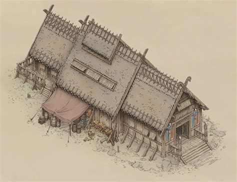 ArtStation - Viking Town Concept, Yusuf Artun | Viking house, Viking ...