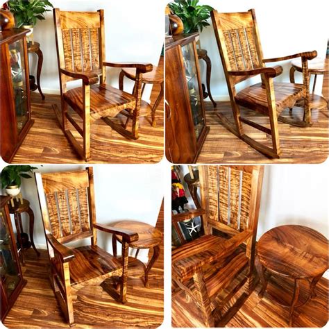 Beautiful Hawaiian Curly Koa Wood Rocking Chair and Table. | Wood ...