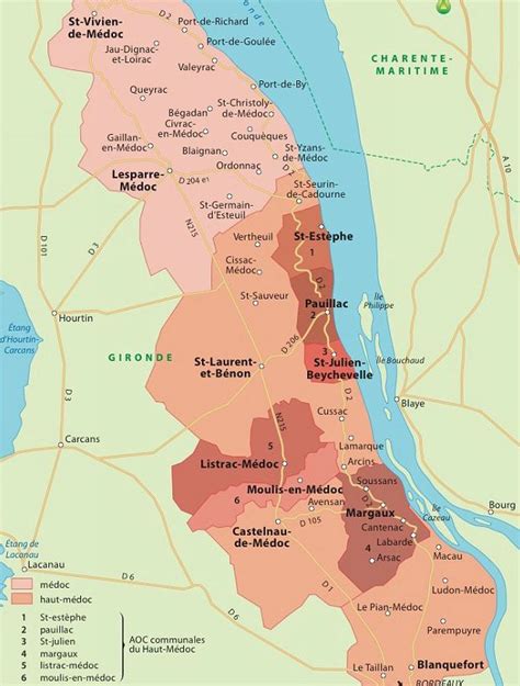 Haut-Médoc (France) wine map http://www.weinwelt-probst.de/land/wein-frankreich/bordeaux/haut-medoc/