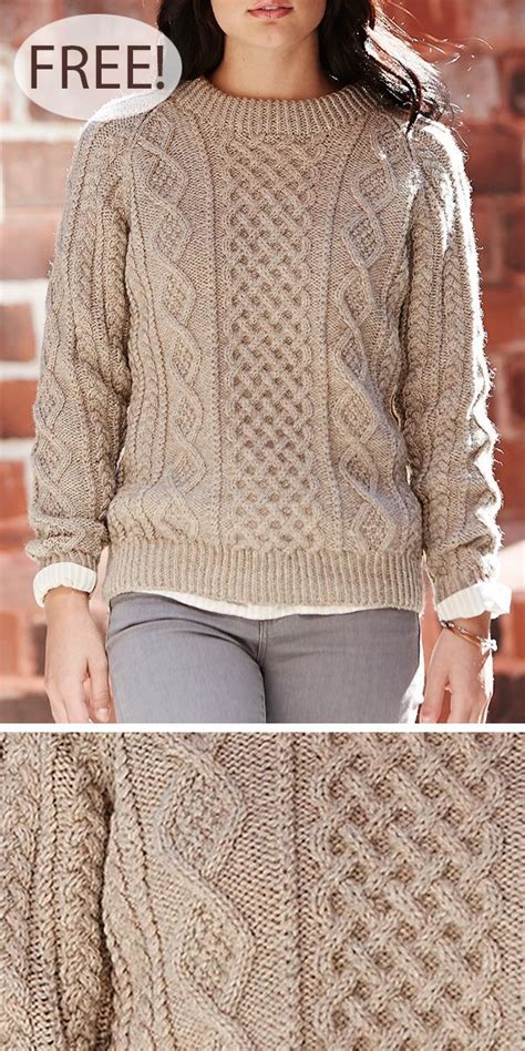 Free Knitting Pattern for Honeycomb Aran Sweater - Long-sleeved pullover with … in 2021 | Cable ...