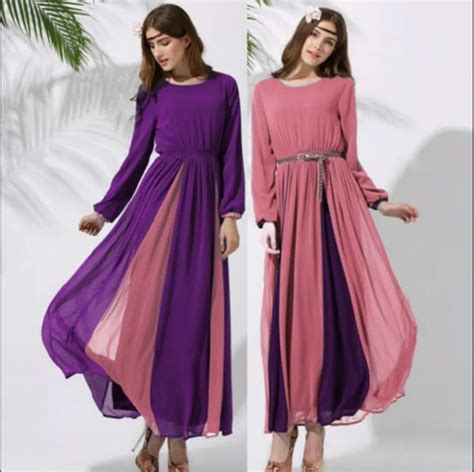 New Middle East Women's Long Sleeved Dress Muslim Abaya Retro Clothing Hui Ethnic Robes Dubai ...