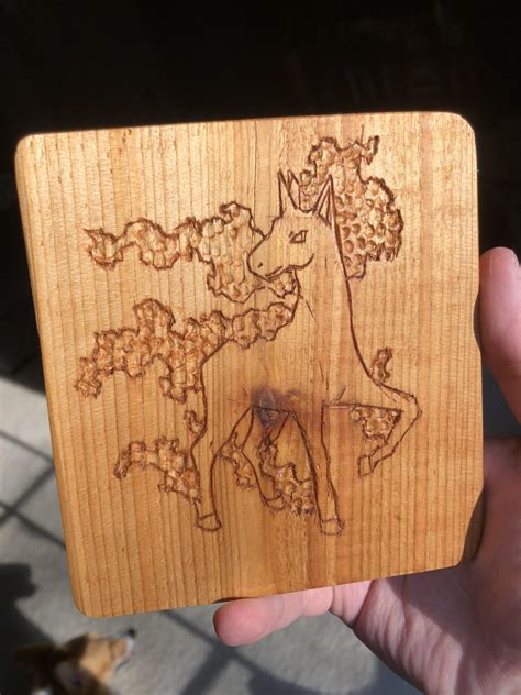 Rapidash carved into cedar! First wood carving craft! : r/crafts