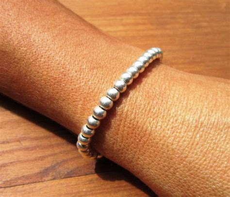 BEADS Bracelet Women's Leather Bracelet Silver Beaded - Etsy