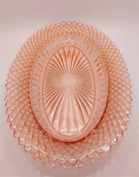 ANCHOR HOCKING PINK Depression Glass Serving Oval Dish 10.5” $11.77 - PicClick