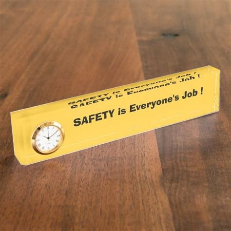 SAFETY is Everyone's Job ! Nameplate with Clock *$31.95 | Name plate, Quotations, Desk name plates