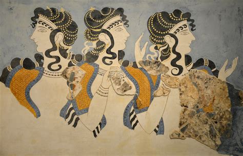 Minoan 'Ladies in Blue' Fresco (Illustration) - World History Encyclopedia