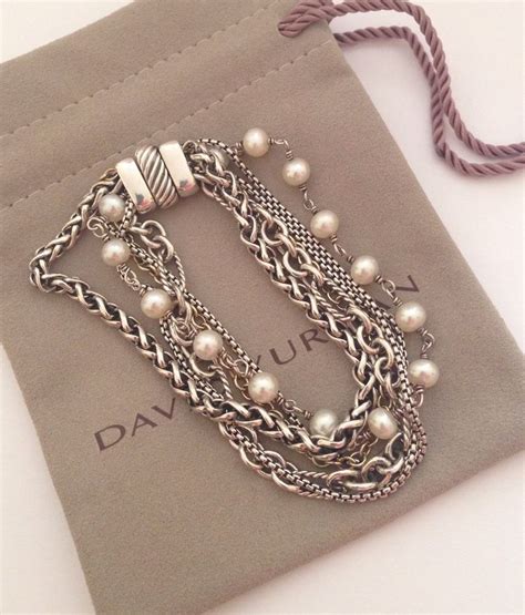 DAVID YURMAN 7 1/4" STERLING SILVER & 18k MULTISTRAND PEARL BRACELET | Pearl bracelet, David ...