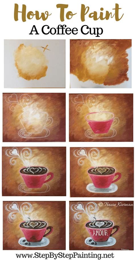 Coffee Cup Painting - Step By Step Painting For Beginners | Coffee painting canvas, Canvas ...