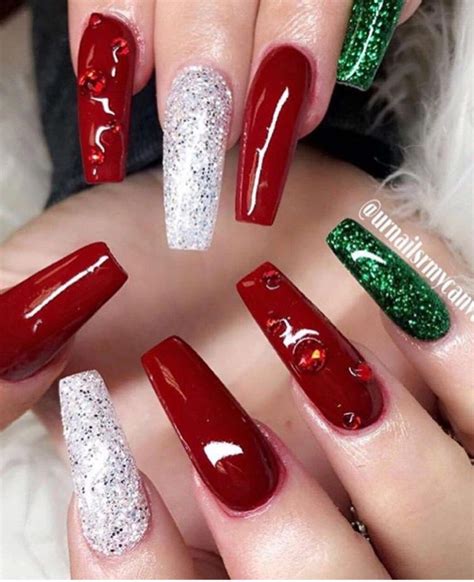 Christmas Nails Acrylic On Black Women