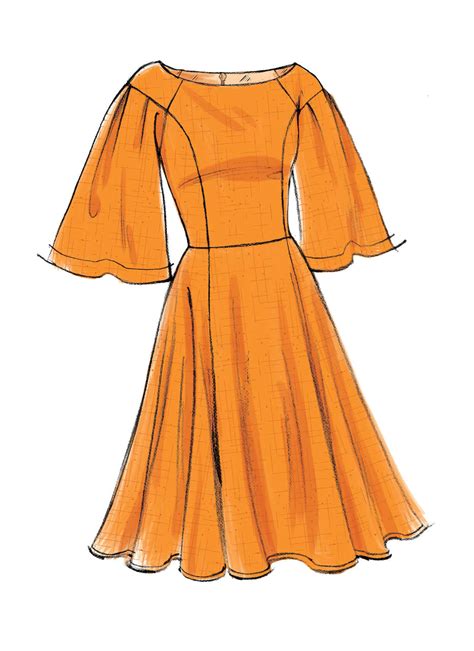 V9239 | Misses' Princess Seam Dresses with Sleeve and Skirt Variations | Vogue Patterns Dress ...