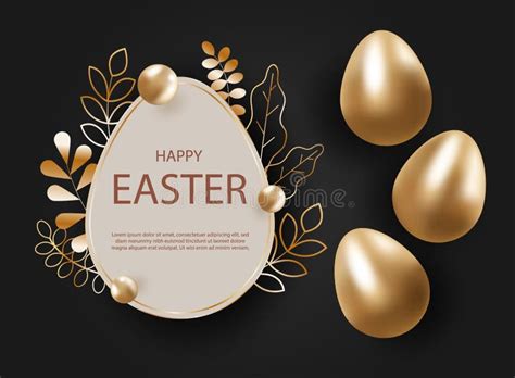 Golden Easter Egg with Decorative Elements Illustration. Happy Easter ...