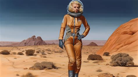 Wallpaper : ai art, retro science fiction, women, spacesuit, desert ...