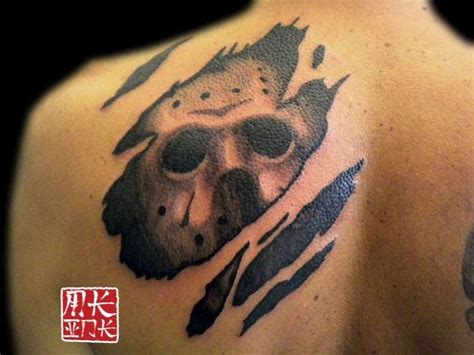 jason_voorhees_mask_tattoo_by_mkinkgr-d80g48o-2 | Horror tattoo, Movie ...