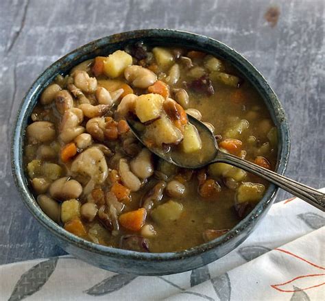 Vegan Slow Cooker Yellow-Eyed Bean Soup For 2 - Healthy Slow Cooking