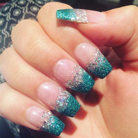 Cute Blue Acrylic Nails With Glitter - And, if neither of them have any ...