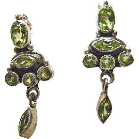 Peridot and Sterling Silver Earrings found at www.rubylane.com @rubylanecom | Sterling silver ...