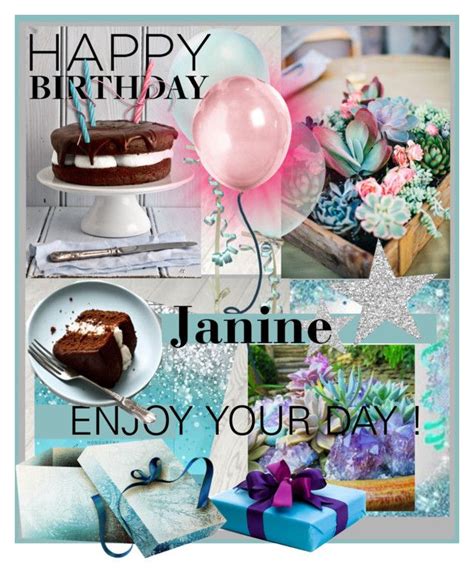 Happy Birthday Janine by beleev on Polyvore featuring art Happy Birthday Cake Images, Happy ...