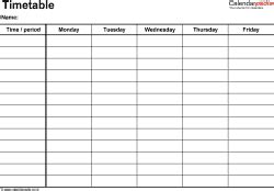 Timetable templates for Microsoft Excel - free and printable