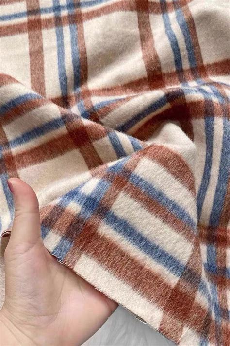 Plaid Alpaca wool fabric by the yard | Etsy