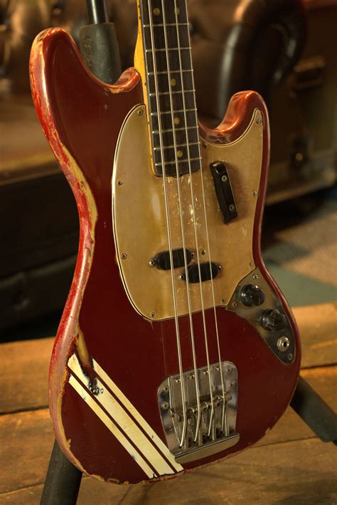 1966 Fender Mustang Bass Candy Apple Red > Guitars Electric Solid Body | Mikes Music