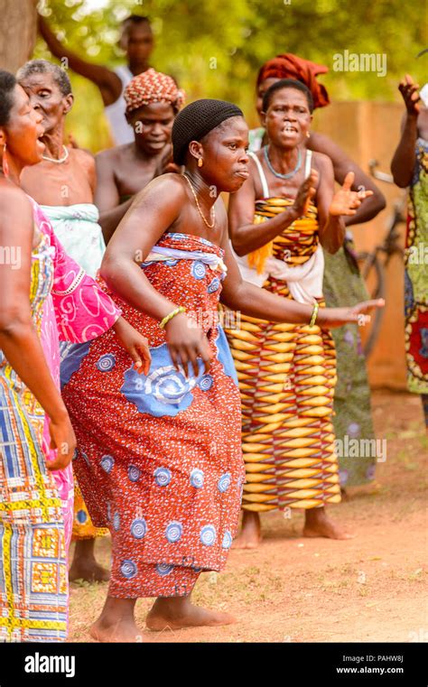 KARA, TOGO - MAR 9, 2013: Unidentified Togolese woman in traditional clothes dances in the ...