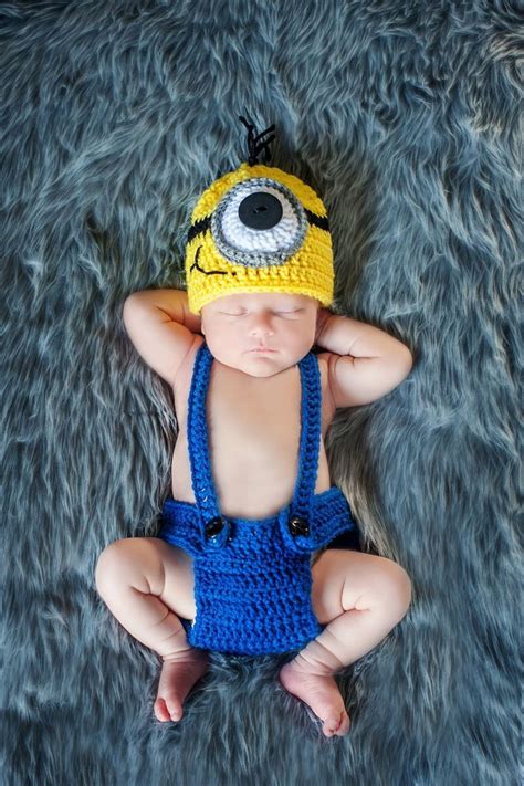 Cutest little minion ever!:) | Crochet newborn outfits, Baby minion costume, Crochet baby costumes