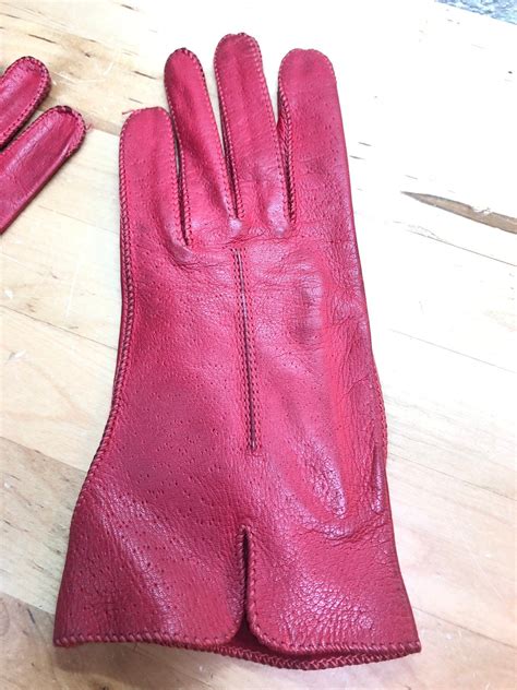 Red Leather Driving Gloves, Vintage Women's Fashion Gloves