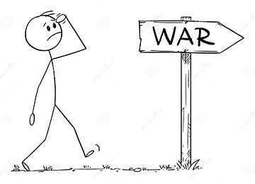 Worried Person on the Way of War , Vector Cartoon Stick Figure Illustration Stock Vector ...