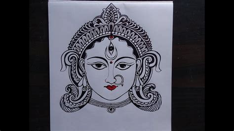 How to draw Goddess Durga face line drawing /Navaratri special drawing ...