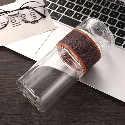 Customized 350 ml Unbreakable Clear Glass Water Bottle For Office, High ...