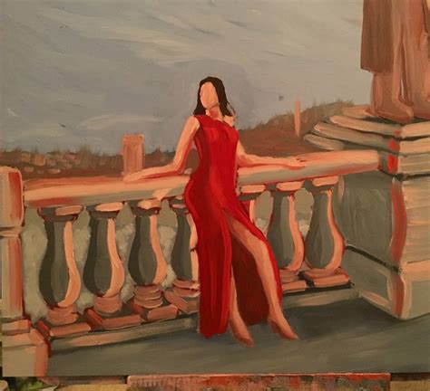 Lady in red dress Painting by Bojan Stojkoski | Saatchi Art