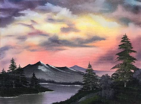 Bob Ross Mountain Painting Sunset