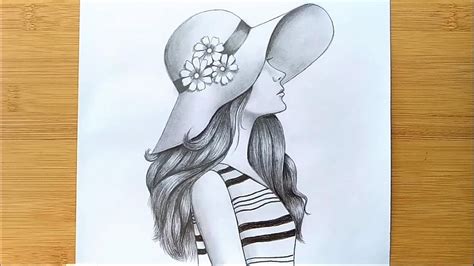 How to Draw a Girl with Hat for BEGINNERS – step by step || Pencil ...