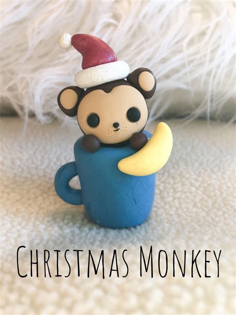 Polymer Clay Christmas Monkey in 2020 | Clay crafts, Clay art for kids, Polymer clay crafts