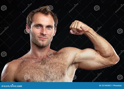 Muscular Young Man Flexing His Bicep Stock Image - Image of face, close: 25740383