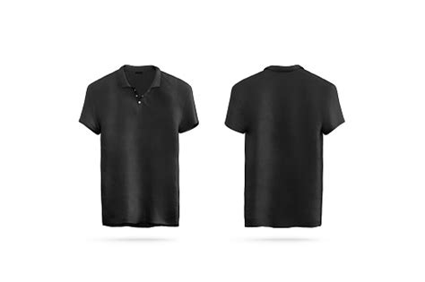 Leere Schwarze Poloshirt Mockup Isoliert Vorder Und Rückseite Stockfoto ...