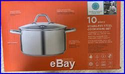 Martha Stewart 10 Piece Stainless Steel Cookware Set. NEW IN UNOPENED ...