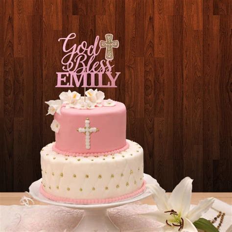 God Bless God Bless Cake Topper Baptism Cake Topper | Etsy Christening ...