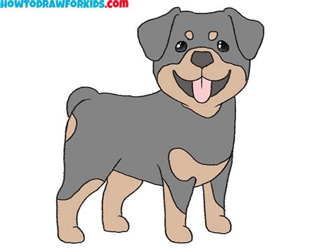 How to Draw a Rottweiler - Easy Drawing Tutorial For Kids