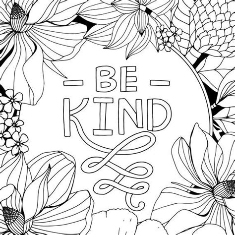 Be Kind Digital Coloring Page Floral Printable Download | Etsy | Floral printables, Coloring ...