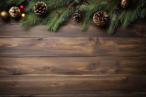 Premium Photo | Christmas decoration on a rustic wood background